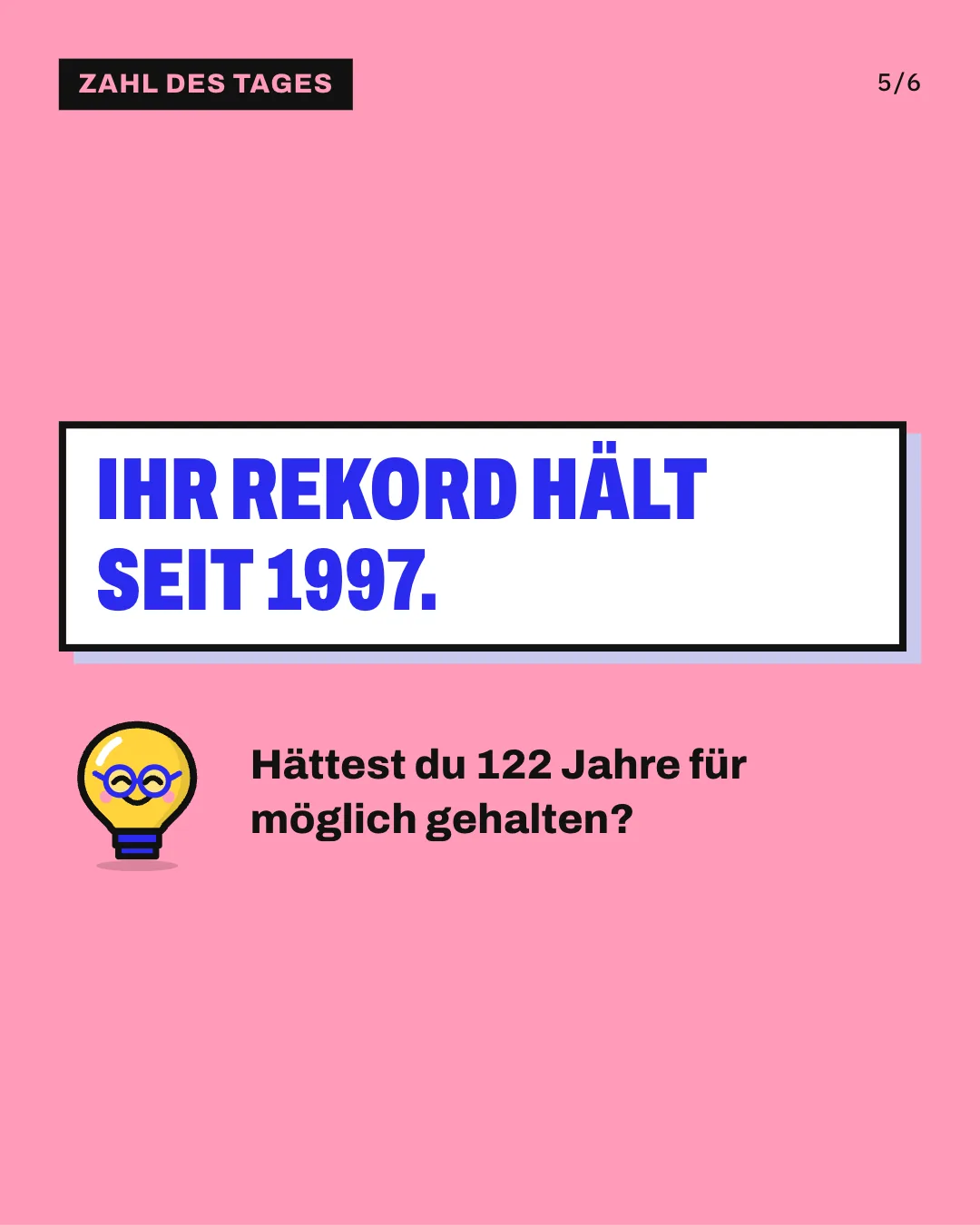 Slide 5: Ihr Rekord hält seit 1997. Hättest du 122 Jahre für möglich gehalten?